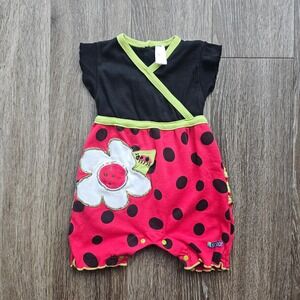 SOZO Ladybug Baby Girl Romper 6-9 months Flower Ruffle Butt One Piece Outfit